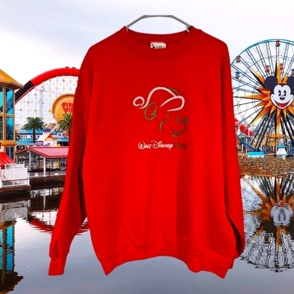 Walt DISNEY WORLD red sweatshirt sz L Large - Picture 1 of 9